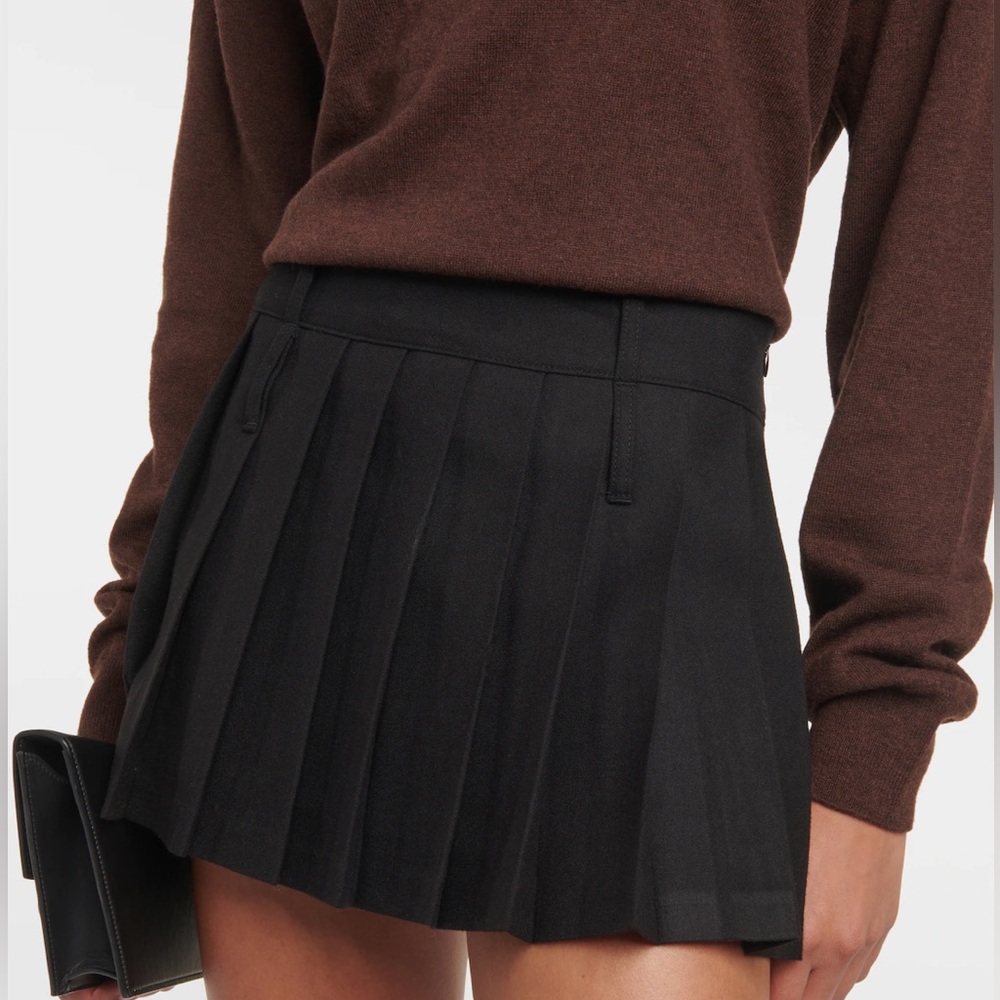 The Frankie Shop Black Pleated “Blake” Mini Skirt